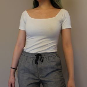 White boatneck shirt